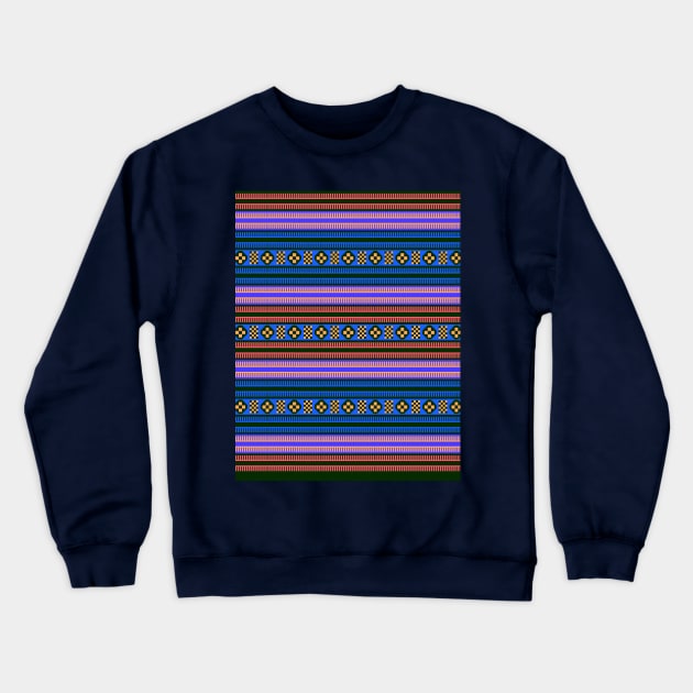 Native American Traditional Ethnic Tribal Indian Blanket Motif Pattern Blue Crewneck Sweatshirt by oknoki